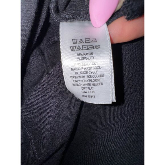 Cynthia Rowley Black Long Sleeve Top XL Goth Punk Rock Tee Shirt Stretch Casual - Picture 5 of 6